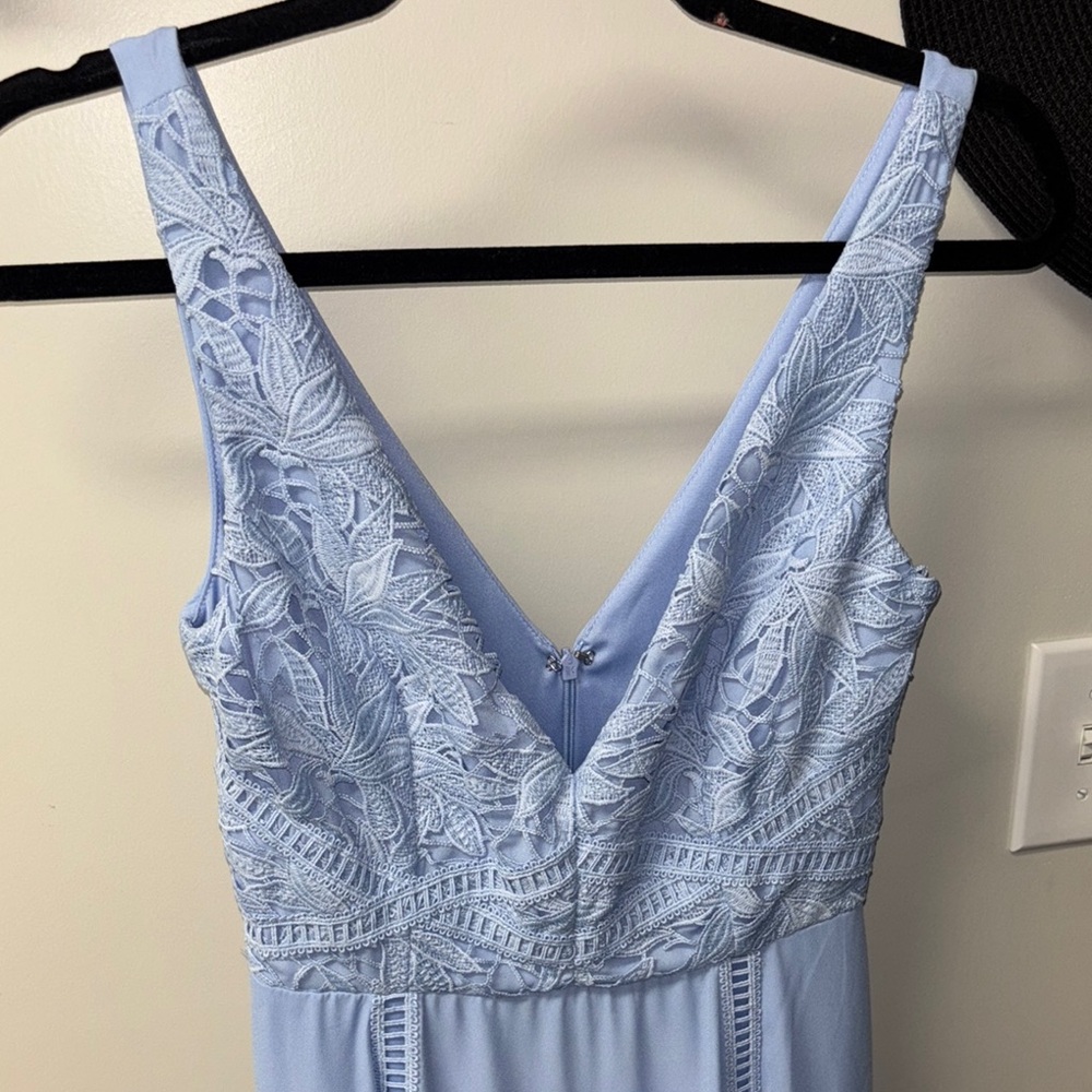 NWT ASOS Blue Ruched V-Neck Midi Dress for Prom - Picture 4 of 12